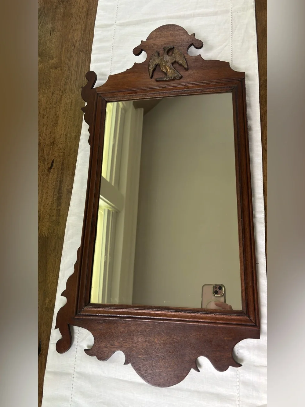 Vintage Colonial Chippendale Fretwork Wall Mirror with Gilt Eagle